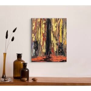 Titled Golden Veil 16 x 20 inch Acrylic Abstract Art Painting on Canvas